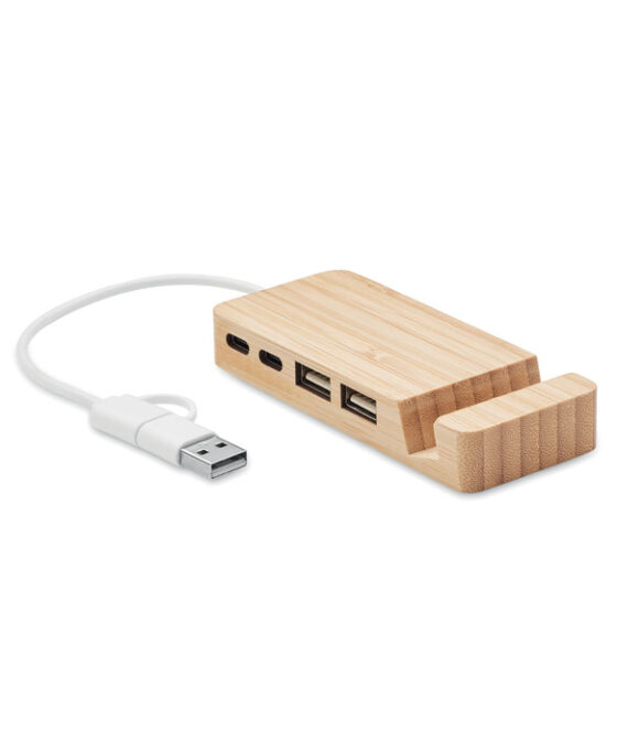 HUBSTAND Bambusz 4 portos USB hub