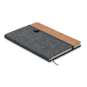 CORKBOOK A5 RPET filc és parafa notesz - Kőszürke