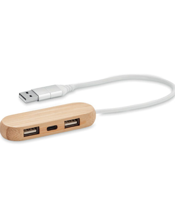 VINA C 3 portos bambusz USB elosztó