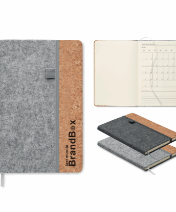 100x egyedi logózott CORKBOOK A5 RPET filc és parafa notesz